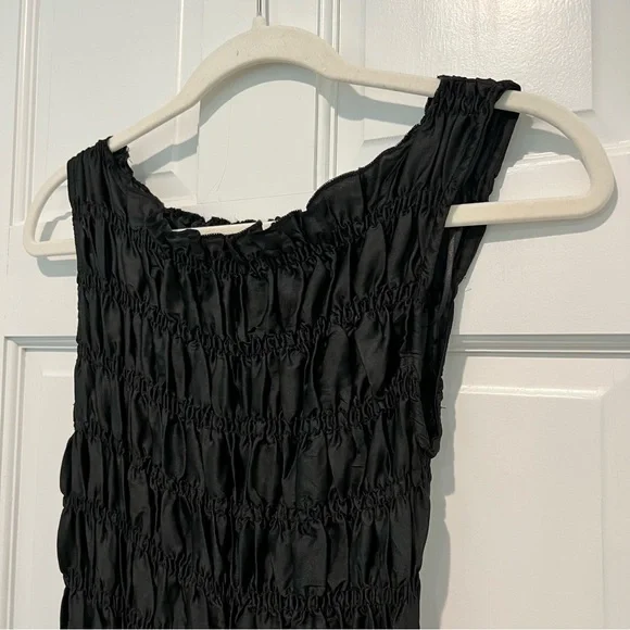 LIONESS NWT Guccio Mini Dress in Onyx Black Small Ruched Stretchy LBD - Picture 4 of 8